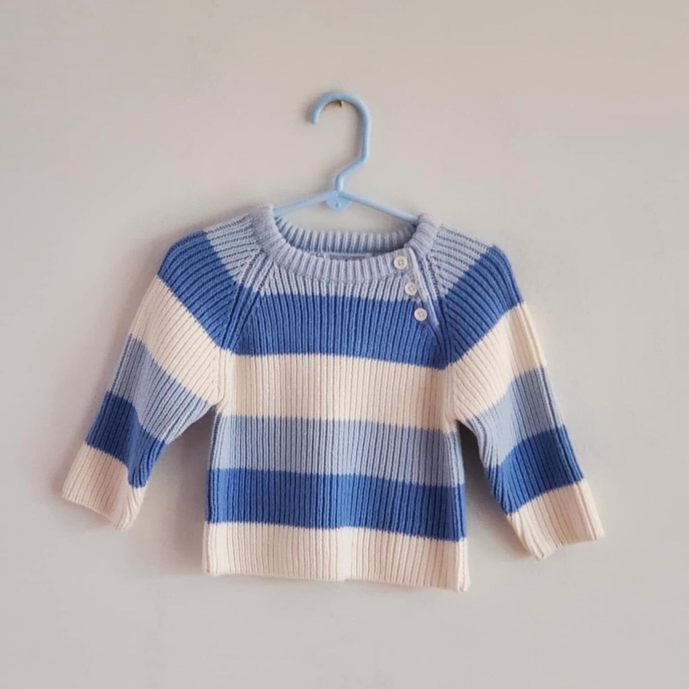 Children's Place blue and white striped sweater 12 Months